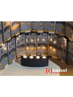 Kassel Aydınlatma 2 Adet Cata Haiti 15 W Iki Yönlü Dışmekan 8 LED Li Duvar Aplik Amber Renk Siyah IP44 Ct