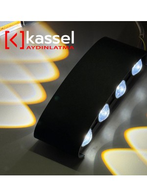 Kassel Aydınlatma 15 W Cata Haiti Iki Yönlü Dışmekan 8 LED Li Duvar Aplik Amber Renk Siyah IP44 CT-8013A