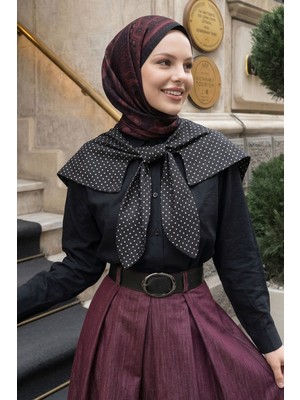 inStyle Puantiye Yaka Garnili Siyah Gömlek