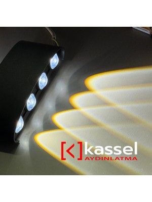 Kassel Aydınlatma 4 Adet Cata Haiti 15 W Iki Yönlü Dışmekan 8 LED Li Duvar Aplik Amber Renk Siyah IP44 Ct-