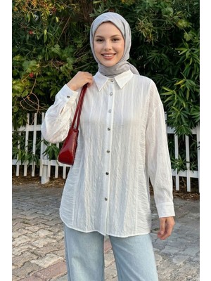 inStyle Sim Şeritli Beyaz Gömlek