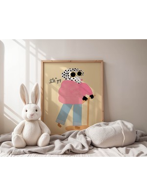 Pegziz Çocuk Odası Dalmaçyalı Kaykaycı Köpek Temalı Tablo Doğal Ahşap Çerçeveli Duvar Tablosu