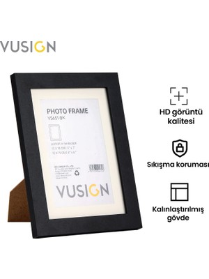 Vusign Vusıgn Mdf Fotoğraf Çerçevesi 13X18 cm Siyah Masaüstü ve Duvar Askılı Çerçeve