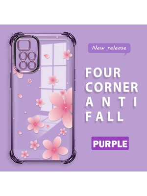 HONTINGA Xiaomi Redmi 10 ile Uyumlu Şeffaf Kılıfı Düşüme Önleyici Basitlik Anti Düşme Kamera Korumali Çiçek Desen Yumuşak Silikon Telefon Kılıfı Kadın ve Erkek Için Uygundur K3-0115