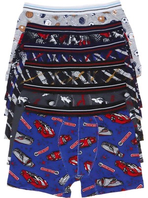 Dondeza 6 Adet Erkek Çocuk Desenli Boxer 505 Çok Renkli %90 Pamuk %10 Elastan Rahat Tasarım
