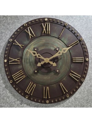 Han Clock 3D Ahşap Duvar Saati (Çelik Civatalı) 60 cm