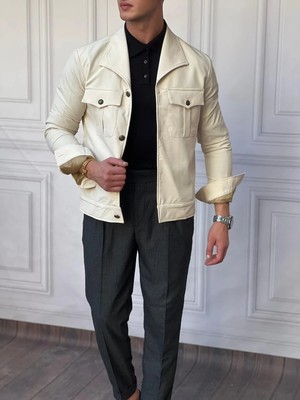 Modefendicom Slimfit Kalıp Pamuklu Kayık Yaka Mont