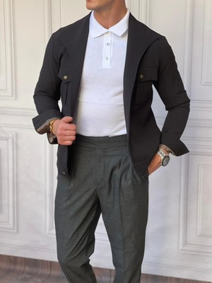 Modefendicom Slimfit Kalıp Pamuklu Kayık Yaka Mont