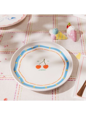 Evidea Kitchen Cherry Tatlı Tabağı - Renkli - 19 cm