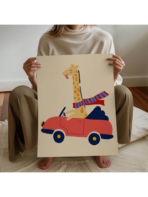 Pegziz Çocuk Odası Sevimli Zürafa Temalı Dekoratif Poster Çocuk ve Bebek Odası Duvar Dekoru