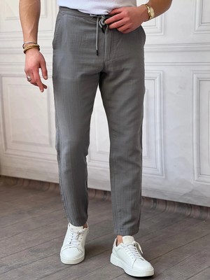 Modefendicom Ip Detaylı Keten Pantolon