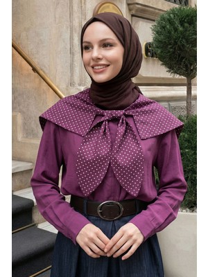 inStyle Puantiye Yaka Garnili Mürdüm Gömlek