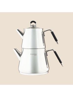 Evidea Kitchen Arven Çaydanlık - Gri - 2,5 Lt + 1,25 Lt