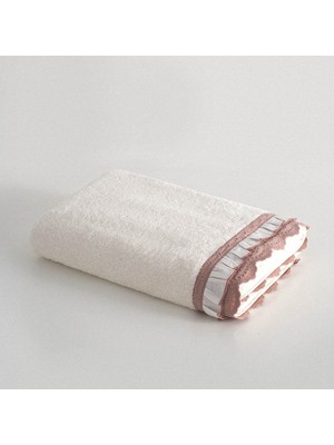 Ecocotton Alessa Banyo Havlusu %100 Organik Pamuklu Dantelli Pudra 80X150 cm