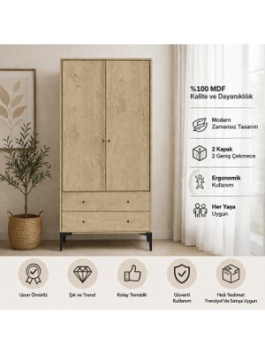 Venatto Focus  2 kapaklı 2 çekmeceli  DOLAP/GARDROP(%100MDF)