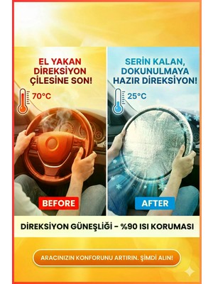 Figiza Direksiyon Güneşlik Araç Direksiyon Güneşliği Direksiyon Koruma Kılıfı Oto Direksiyon Güneşlik