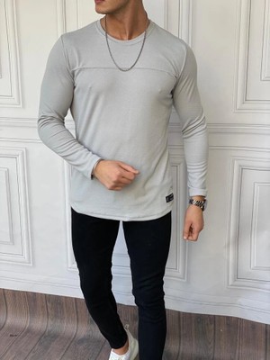 Modefendicom Yan Örme Detaylı Pamuklu Açık  Sweatshırt