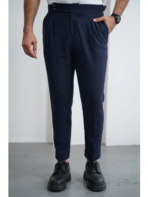 Modefendicom Yüksek Bel Pileli Petek Örme Pamuklu Slimfit Pantolon