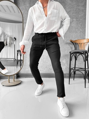 Modefendicom Örgü Desenli Ip Detaylı Jogger Pantolon