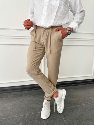 Modefendicom Örgü Desenli Ip Detaylı Jogger Pantolon