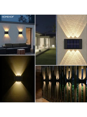 Linalp Solar LED Duvar Lambası 2'li Set 6 LED Güneş Enerjili Bahçe Balkon Merdiven Aydınlatma Su Geçirmez 96254125783421 Bahçe Aydınlatması