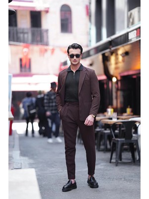Modefendicom Özel Seri %100 Gofre Kumaş Italyan Kesim Pileli Modern Fit Takım Elbise