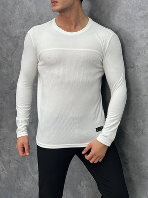 Modefendicom Yan Örme Detaylı Pamuklu Açık  Sweatshırt