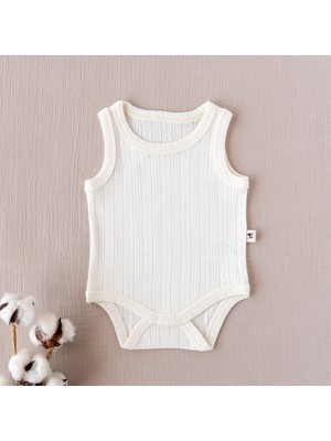 Mimu Baby %100 Pamuk Pointel Çıtçıtlı Bebek Zıbın - Krem Ajurlu
