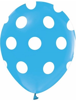 Keskin Sound Çepeçevre Beyaz Puantiyeli Açık Mavi Balon 100 Lü