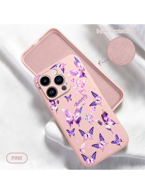 HONTINGA iPhone 14 Pro ile Uyumlu Kılıfı Içi Kadifeli Düşüme Önleyici Basitlik Anti Düşme Kamera Korumali Kelebek Desen Telefon Kılıfı Kadın ve Erkek Için Uygundur K6-0034