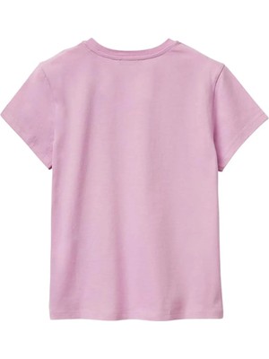 United Colors Of Benetton Pembe Kız Çocuk Simli T-Shirt 3I1XC10S6