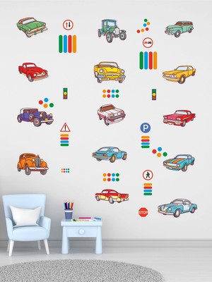 Esa Kids Odanı Bir Yarış Pistine Çevir! Esatoys Arabalar ve Trafik Işaretleri Sticker Seti