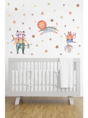 Esa Kids Sevimli Hayvanlar Temalı Çocuk Odası Duvar Sticker Seti - Dekoratif Duvar Çıkartması