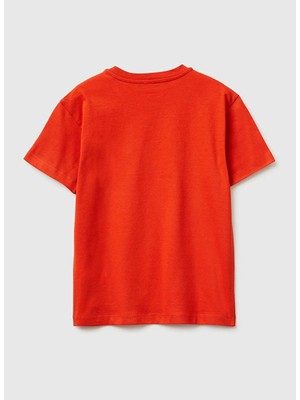 United Colors Of Benetton Kırmızı Erkek Çocuk Baskılı T-Shirt 3I1XC10S4