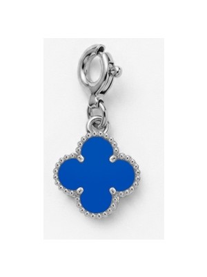 Silveranka 925 Ayar Gümüş Lacivert Taşlı Yonca Charm - Kolye Ucu