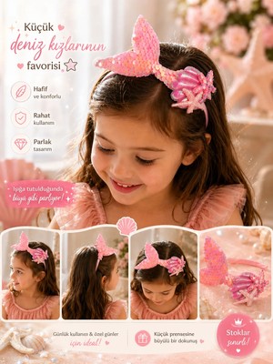 Joinkidz Deniz Kızı Işıltılı Kız Çocuk Taç