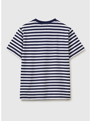United Colors Of Benetton Lacivert - Beyaz Erkek Çocuk Çizgili T-Shirt 39IAC10S8