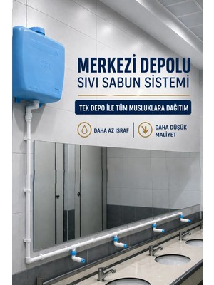 Merkezi Depolu 20 Lt 3 Musluklu Butonlu Sıvı Sabunluk – Okul, Cami ve Toplu Kullanım Için