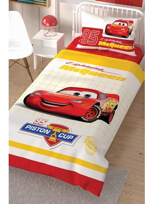 Taç Renkli Lisanslı Tek Kişilik Nevresim Takımı - Cars Çek Canlandır 160 x 220 cm Eğlenceli Desenli