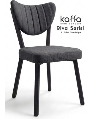 Kaffahome Riva , Modern Mutfak Sandalyesi, Yemek Odası Sandalyesi, Bahçe, Kafe - 6 Adet Antrasit Sandalye