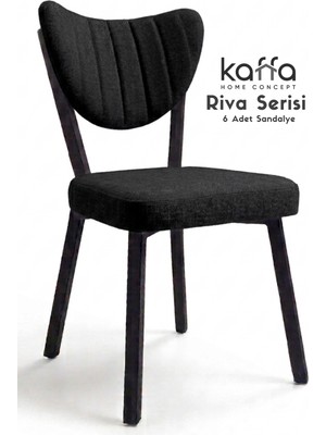 Kaffahome Riva , Modern Mutfak Sandalyesi, Yemek Odası Sandalyesi, Bahçe, Kafe - 6 Adet Siyah Sandalye
