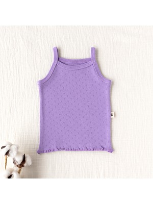 Mimu Baby %100 Pamuk Pointel Askılı Overlok Atlet - Lila