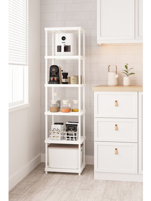 Urlove Beyaz 6 Katlı 33X40 Ekstra Geniş Düzenleyici Mutfak Banyo ve Kiler Rafı