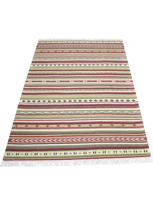 Zehra Abla Halı Vintage El Dokuma Benzersiz Modern Pastel Yün Kilim 7309