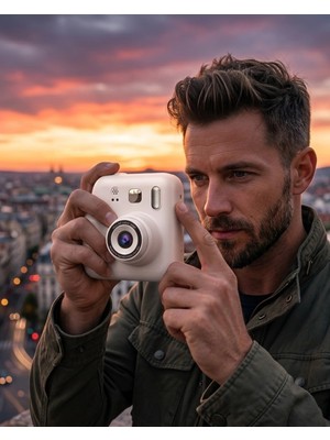 Nacario Eğlenceli Baskılı Çocuk Fotoğraf Makinesi Video Çekim 4 Rulo Kağıt 5 Kalem Set