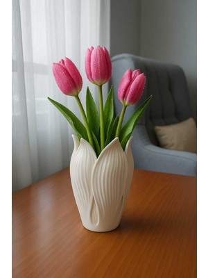 Handanca Lotus 3D Modern Tarz Dekoratif Vazo 18 cm Boyundadır