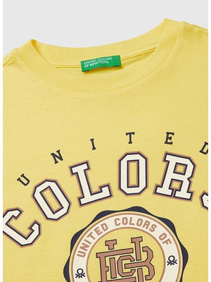 United Colors Of Benetton Sarı Erkek Çocuk Baskılı T-Shirt 3I1XC10S4