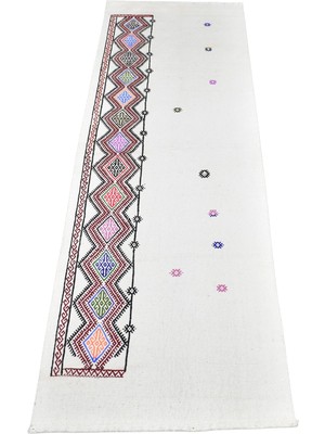 Zehra Abla Halı Yeni El Dokuma Benzersiz Ak Pamuklu Yörük Kilim 7307