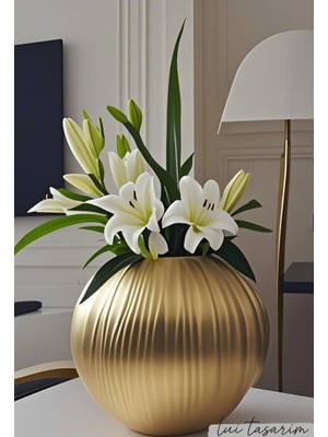 Handanca Gold Avangart Trend Avrupa Iskandinav Tarz Şık Büyük Boy Seramik Vazo