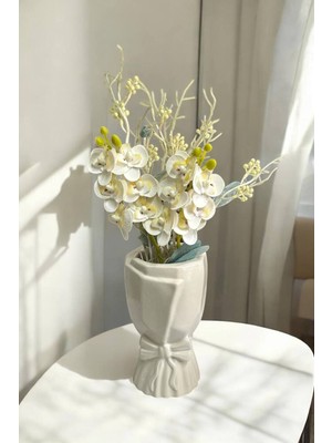 Handanca Iskandinav Büyük Buket Vazo Çiçeklik Dekoratif Fiyonklu Vazo 20X10X10CM